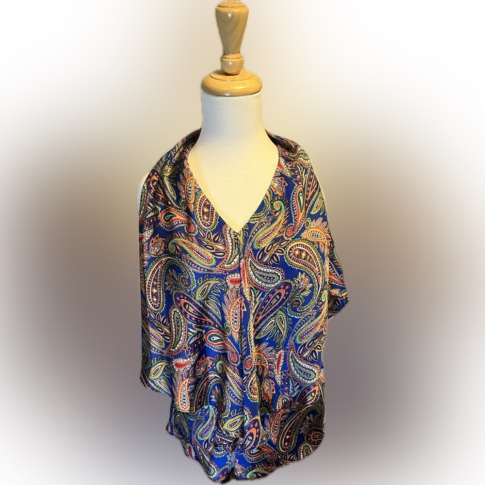 Lauren by Ralph Lauren Paisley Sleeveless Scarf Blouse size 8